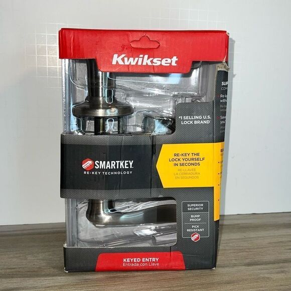 NEW Kwikset Tustin Keyed Entry Leverset Smartkey Satin Nickel 740TNL Easy Rekey - Picture 1 of 6